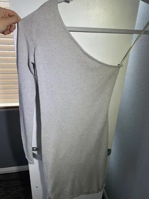 White/ Silver One Shoulder cocktail Dress thumbnail 2