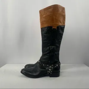 Sam‎ Edelman Park Knee High Leather Boots in Black Saddle Size 6.5 thumbnail 6