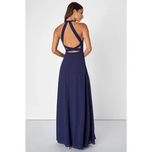 Lulus Confidently Charismatic Navy Backless Halter Dress Backless Extra Large thumbnail 3