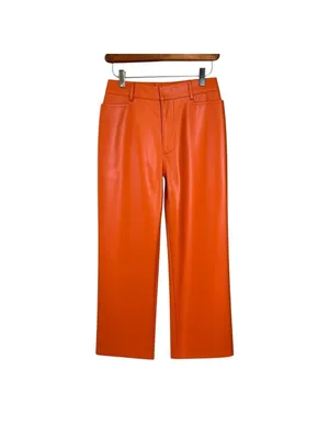 Avec Les Filles Orange Faux Leather Wide Leg Pants Size M thumbnail 7