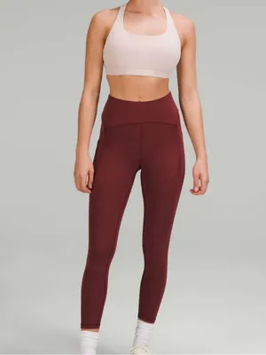 Lululemon Power Thru High Rise Tight Leggings 25” Red Merlot size 10 $128 thumbnail 4