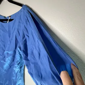 Free People Tradwife Peasant Bohochic Girl Bohemian Blue Dress Size 4 thumbnail 4