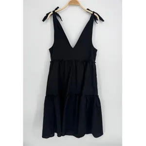 Petal + Pup Erenda Dress Size 10 Black Linen Cotton Tiered Midi Boho Summer thumbnail 6