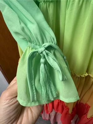 Champagne & Strawberry Multicolor Gradient High Low Long Sleeve Midi Dress Large thumbnail 11