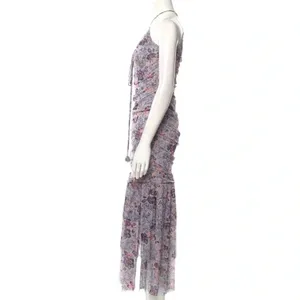 MISA Los Angeles Nicola Floral Mesh Halter Midi Dress Blue Size XS NWT thumbnail 6