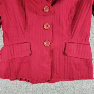 VTG 6 Degrees Y2K Cropped Jacket Juniors M Red Layered Ruffle Back Fitted Button thumbnail 14