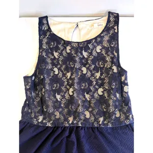 Rewind Navy Lace Skater Dress Large Y2K‎ Coquette Aesthetic Romantic Goth Chic thumbnail 10