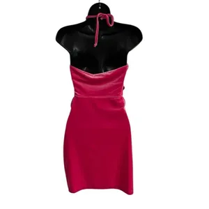 Juicy Couture Pucker Up Velvet Halter Cut‎ Out Mini Dress Women’s S Hot Pink NEW thumbnail 5
