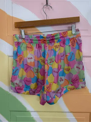Show Me Your Mumu Colorful Conversation Hearts Silky Pajama Set Sz S 💛🍄 thumbnail 8