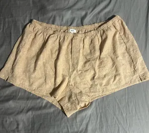 aerie Cream Floral Embroidered Athletic Shorts thumbnail 1