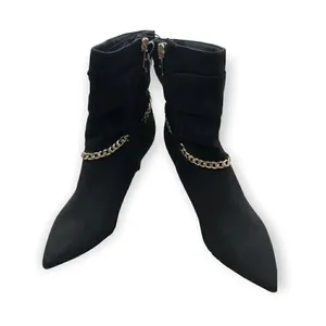 Marc Fisher black with gold metal chain detail booties size 6 thumbnail 3