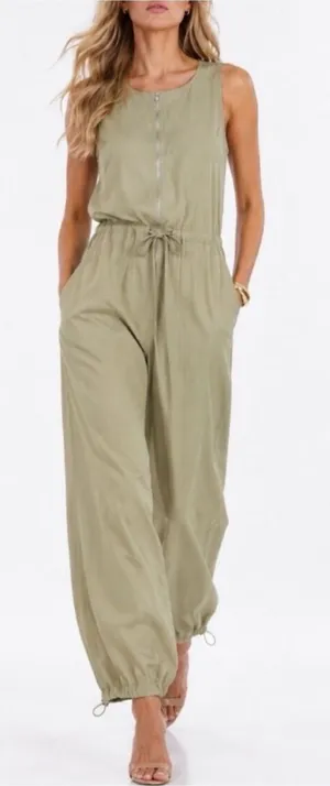 Athleta Adventure Utility Zip-Front Jumpsuit Size Medium Green thumbnail 1