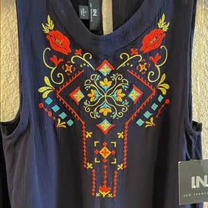 I.N. San Francisco Navy Embroidered Blouse thumbnail 4