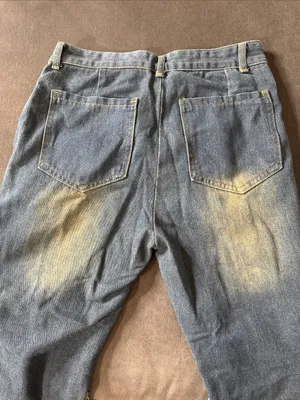 Women’s Streetwear Y2K Blue Denim Jeans Star Design Baggy Wide Leg Size 28 NEW thumbnail 9