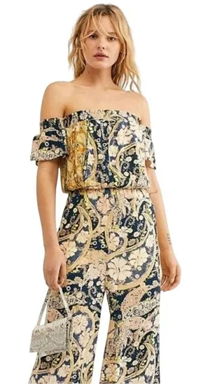 Free People Carmen Jumpsuit Paisley Small thumbnail 1