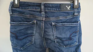 American Eagle Outfitters super stretch super low jegging AEO denim jeans in dark wash blue size 00 short. thumbnail 7
