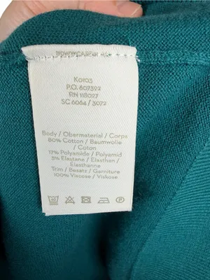 Boden Teal Ribbed Crew Neck Cardigan Classic Preppy Cotton Long Sleeve Size S thumbnail 8