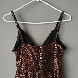 GUESS Moody MobWife Holiday Metallic‎ Sequin Wrap Mini Dress 4 Copper thumbnail 8
