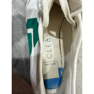 CLEAR Canvas Low Top Sneakers White Green Women's Size 8 Casual Lace Up Shoes thumbnail 5