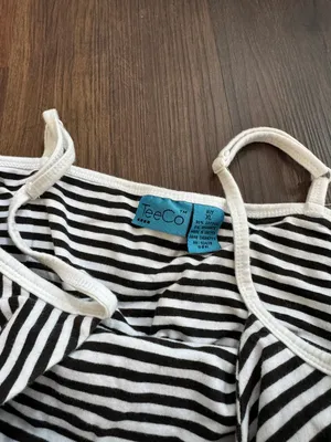 Gap TeeCo Women’s Vintage Black White Stripe Adjustable Tank thumbnail 2