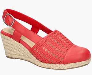 easy street Red Woven Espadrille Slingback Wedge Size 7 thumbnail 1