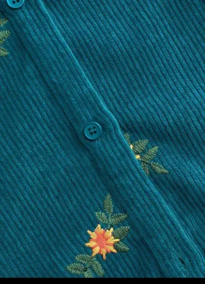 Cider Floral Embroidered Corduroy Mini Dress thumbnail 3