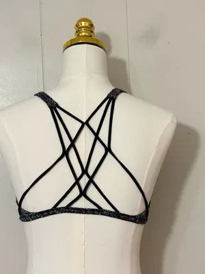 Lululemon Free To Be Zen Bra IV Black White Jacquard Strappy Yoga Sports Bra 4 thumbnail 7