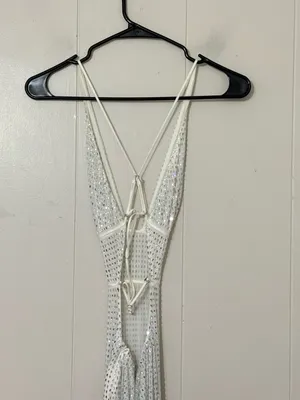 Oh Polly Magdalena Embellished Cut Out Backless Maxi Dress White Size 2 thumbnail 7