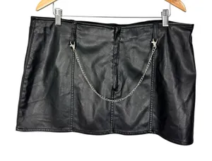 ASOS Vegan Leather Mini Skirt Chain Belt Size 14 thumbnail 1