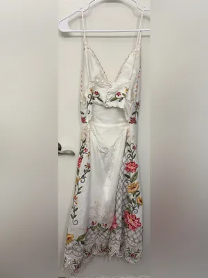 NWT Farm Rio Flower Embroidery Sleeveless Midi Dress | Boho Maxi-Style thumbnail 5