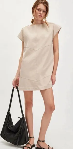 Free People Sawyer Mini Dress Vegan Suede in Oat‎ Milk thumbnail 1