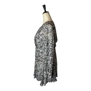 IRO Dress Women Small‎ Ivory Black Chiffon Floral Print Long Sleeve Mini thumbnail 5