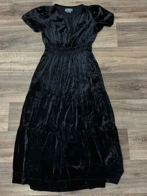 Anthropologie Somerset Maxi Dress Black Crushed Velvet Women’s Small thumbnail 2