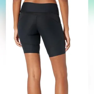 UFC Women's Black Bike Shorts with Red Logo and Side Pockets thumbnail 5