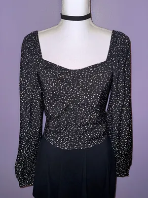 NEW A New Day Black and Tan Polka Dot Blouse thumbnail 1