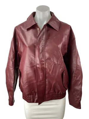 NEW Pretty Garden Women's Red Faux Vegan Leather Full Zip Moto Coat Jacket Sz S thumbnail 1