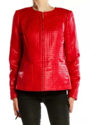 Valerie Stevens Lightweight Quilted Poly Red Jacket Women's Size Large Full Zip thumbnail 1