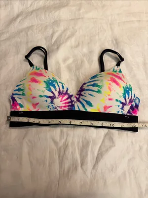 PINK Victoria's Secret Multicolor Tie-Dye Wireless Bra with Black Band thumbnail 5