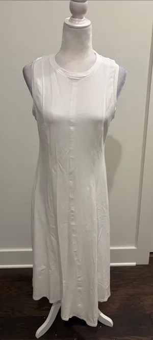 New With Tags Loft Petite Cotton Knit White Midi Dress Sz MP thumbnail 1