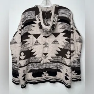 American‎ Eagle Outfitters Sweater Sz XS Hooded Aztec Brown Tan Pullover Knitted thumbnail 2