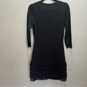 Calvin Klein Knit Dress Gray Loop Fringe‎ Skirt 3/4 sleeves (is like size M) thumbnail 8