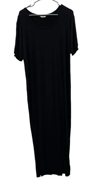 RTR Ingrid & Isabel Black Short Sleeve Stretchy Jersey Knit Maxi Dress Sz XS‎ thumbnail 1