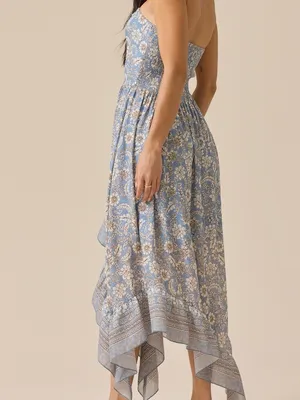 NEW Altar’d State Blue Floral Strapless Maxi Dress Size Large NWT thumbnail 3