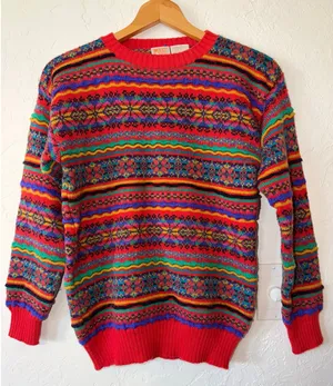 Vtg 80s 90s‎ Paul Harris Coogi Style Bright Geometric Pattern Knit Sweater Small thumbnail 1
