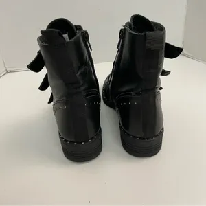 Steve Madden Boots Pursue Leather Ankle Buckles Studded Moto Motorcycle Black thumbnail 4