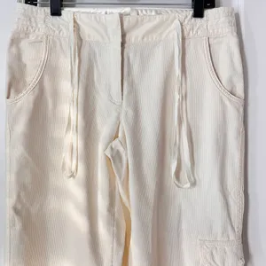 White House Black Market Ivory Cotton Corduroy Cropped Pants Women’s Size 6‎ thumbnail 2
