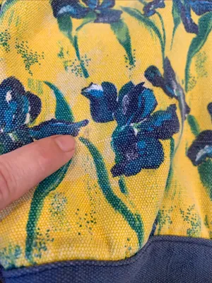 Large Yellow & Blue Floral Irises Lightweight and Sturdy Cotton Canvas Tote Bag thumbnail 8