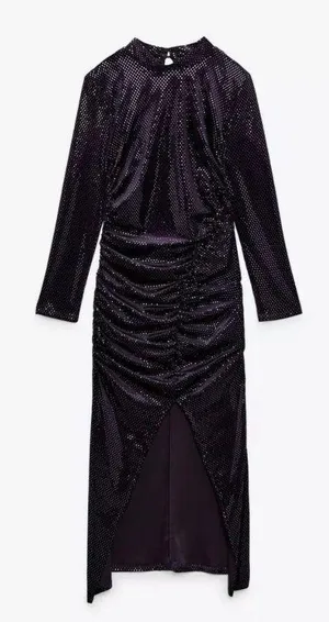 Purple Sparkly Velvet Dress Size S thumbnail 4