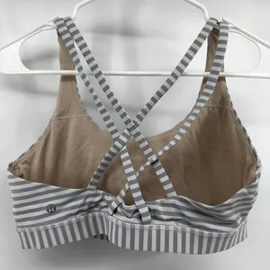 Lululemon Energy Bra Classic Stripe White Silver Fox Luxtreme Sweat Wicking 12 thumbnail 5