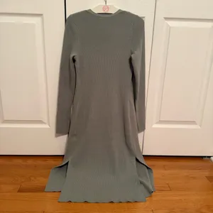 Abercrombie & Fitch Sage Green Ribbed Duster Open Front Cardigan thumbnail 3